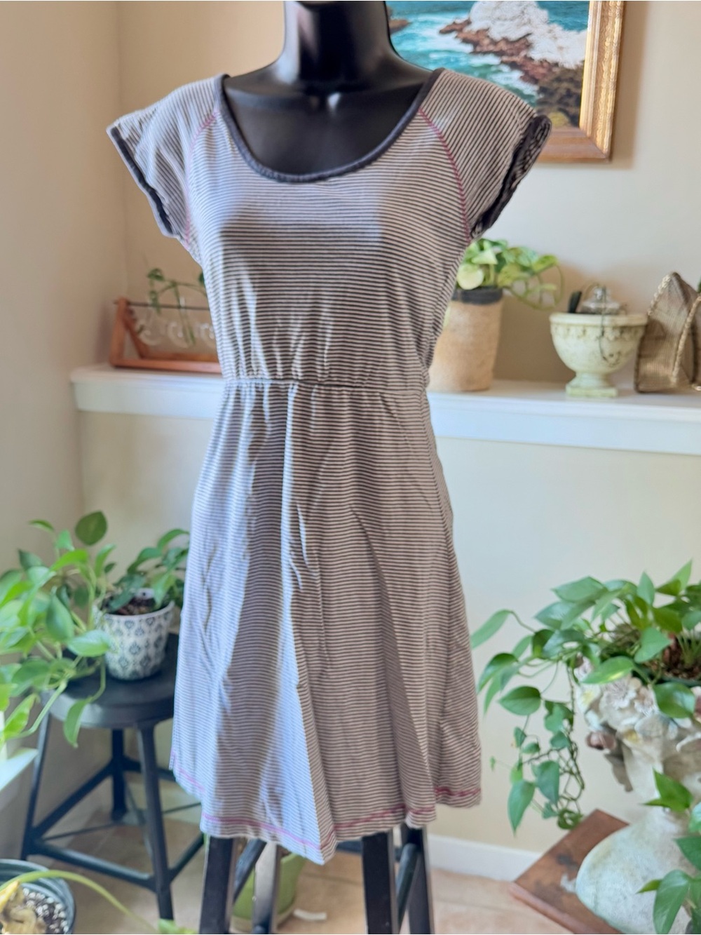 PrAna grey and white striped dress size XS